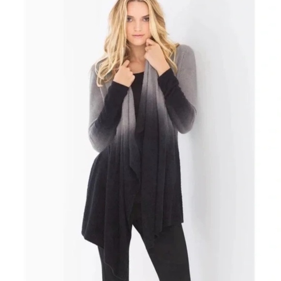 Barefoot Dreams Cozychic Lite Knit Gray Navy Blue Ombre Cardigan Size  L/XL - Picture 2 of 8